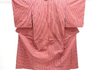 縞織り出し手織り紬単衣着物